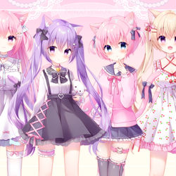 This is a pixiv picture whose title is 看板娘たち.