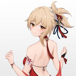This is a pixiv picture whose title is Yoimiya chinese dress.