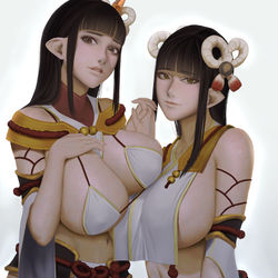 This is a pixiv picture whose title is ミノト＆ヒノエ - Hinoa & Minoto.