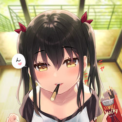 This is a pixiv picture whose title is 妹がポッキーゲーム仕掛けてきた.
