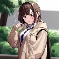 This is a pixiv picture whose title is 頭髪検査が近づくと地味な色に染め直す女子.