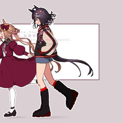 This is a pixiv picture whose title is 落書きキタサンブラックとスイープトウショウ.