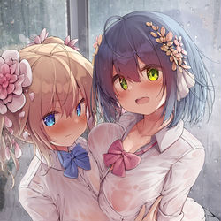This is a pixiv picture whose title is 電話ボックスの雨宿り.