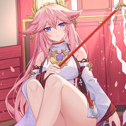 This is a pixiv picture whose title is 神社午后~.