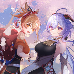 This is a pixiv picture whose title is 宵宮と甘雨.