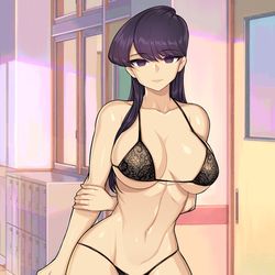 This is a pixiv picture whose title is 古見 硝子 lingerie.