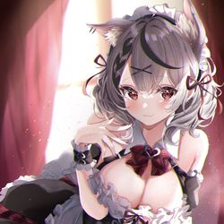 This is a pixiv picture whose title is メイド沙花叉.