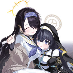 This is a pixiv picture whose title is 🖤💙.