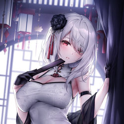 This is a pixiv picture whose title is うちの子×チャイナドレス.