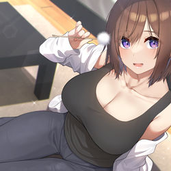 This is a pixiv picture whose title is 腐れ縁女子と耳かき.