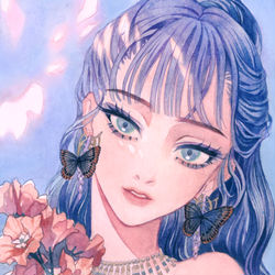 This is a pixiv picture whose title is 藍.