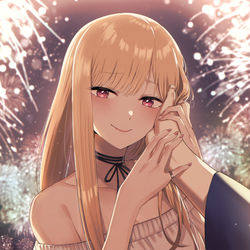 This is a pixiv picture whose title is 花火の夜.