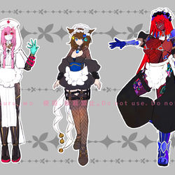 This is a pixiv picture whose title is 【skeb】メイド偵察隊【キャラデザ】.