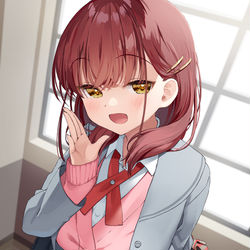 This is a pixiv picture whose title is 「せんぱ～い♡バレンタインチョコと私、どっちがいいですか？」.