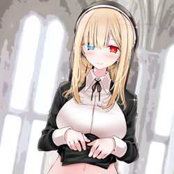 This is a pixiv picture whose title is 出社前にぱんつを見せてくれるシスターちゃん.