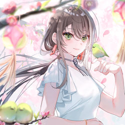 This is a pixiv picture whose title is 桃色予報.
