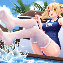 This is a pixiv picture whose title is スク水マヨネーズ.