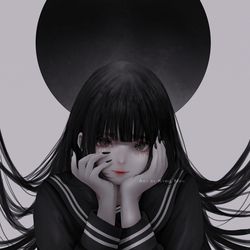 This is a pixiv picture whose title is Black Moon.