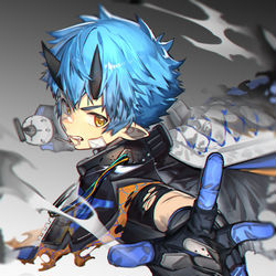 This is a pixiv picture whose title is 黑角.