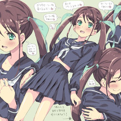 This is a pixiv picture whose title is 【女装】はじめてセーラー服を着た日.