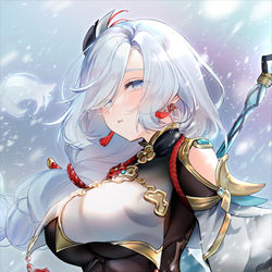 This is a pixiv picture whose title is 申鶴.