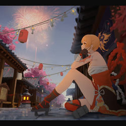 This is a pixiv picture whose title is 烟花易逝，人情长存.