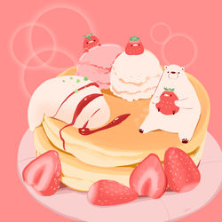 This is a pixiv picture whose title is いちごしろくまパンケーキ.