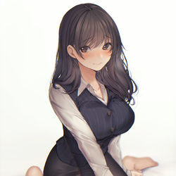 This is a pixiv picture whose title is 「総務部の地味子さんが…」.