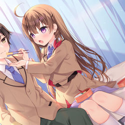 This is a pixiv picture whose title is 「はい、あーん！」.