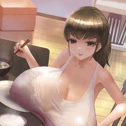 This is a pixiv picture whose title is 食べる物？おっぱいしかないよ？という姉★.