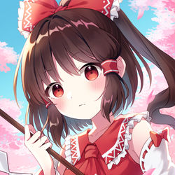 This is a pixiv picture whose title is 妖々夢霊夢.