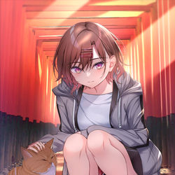 This is a pixiv picture whose title is 「…なつかれた」.