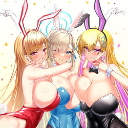 This is a pixiv picture whose title is オタクに優しいギャル達　喜多川海夢＆一之瀬アスナ＆宝蓮[バニー].