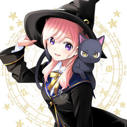 This is a pixiv picture whose title is 黒猫と魔女の教室.