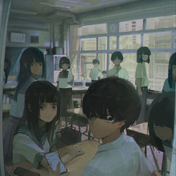 This is a pixiv picture whose title is 学校.