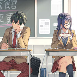 This is a pixiv picture whose title is 陰キャの僕にセフレがいる事をクラスの君達はまだ知らない.