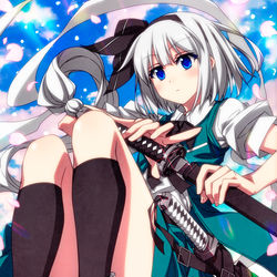 This is a pixiv picture whose title is 妖夢行きます！.
