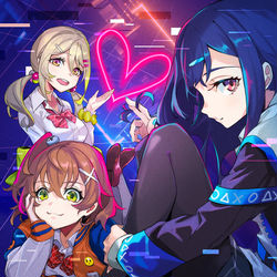 This is a pixiv picture whose title is 電音部『pop enemy』.