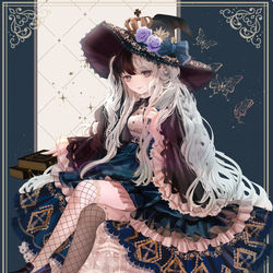 This is a pixiv picture whose title is 羽ペンと魔女(全身版).
