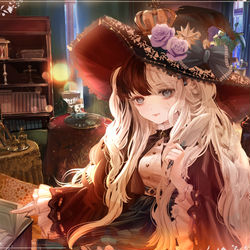 This is a pixiv picture whose title is 魔法使いのお部屋.