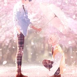 This is a pixiv picture whose title is 桜雨.
