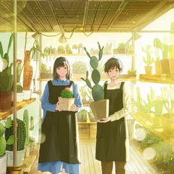 This is a pixiv picture whose title is 神戸北野 僕とサボテンの女神様.