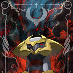 This is a pixiv picture whose title is ポケモンLEGENDS アルセウス　ウォロ　ギラティナ.