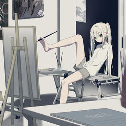 This is a pixiv picture whose title is 絵を描く.