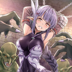 This is a pixiv picture whose title is くっころ女騎士エルフ.