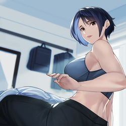 This is a pixiv picture whose title is 隣の人を起こしちゃった、イケメンお姉さん。.