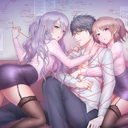 This is a pixiv picture whose title is 運命の赤い糸に縛られる.