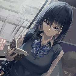 This is a pixiv picture whose title is いつも同じ車両に乗ってますね先輩、ストーカーですか？.