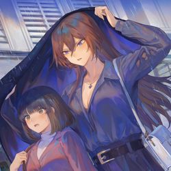 This is a pixiv picture whose title is デート最中、雨に降られた葵さん.