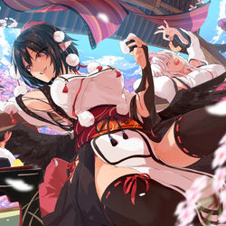 This is a pixiv picture whose title is 山の向こうの天狗達.